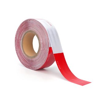 Reflective DOT C2 Red and White PVC Weatherproof Adhesive Tape 25 Metre Roll