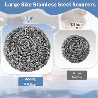 STAINLESS STEEL DISH-WASHING SCRUBBER SPONGE HEAVY DUTY KITCHEN SCOURING PAD
