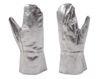 ALUMINUM FOIL & FIBER GLASS COATING FIRE RESISTANT SILVER PALM GLOVES