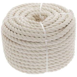 Undyed Natural 100 Percent Three Strands Twisted Strong Cotton Rope
