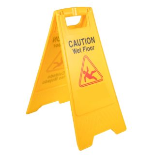 Yellow Plastic Frame 21 Inch Caution Wet Floor Safety Sign