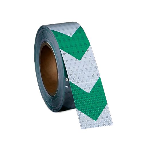 High Quality Green and White PVC Weatherproof Arrow Reflective Adhesive Tape 25 Metre Roll