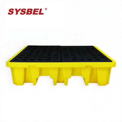 SYSBEL SPP104 2 Polyethylene 4 Drum Spill Containment Pallet Heavy Duty Chemical and Oil Drum Platform