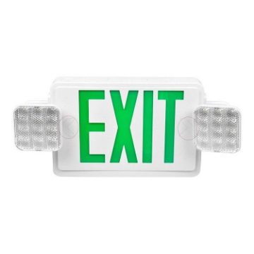 LED COMBO EMERGENCY EXIT SIGN GREEN OR RED LETTERS WITH EMERGENCY LIGHT