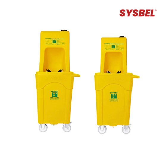 SYSBEL WG6000AD AND WG6000BD PORTABLE EYEWASH STATION WITH MOBILE WASTE CART