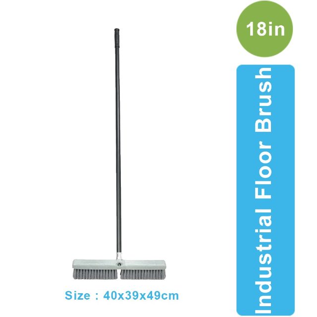 AF01201 18 Inch Heavy Duty Plastic Handle Wide Brush Floor Cleaning Broom
