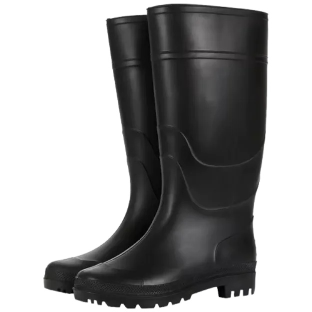 PVC Rain Boots Knee High Waterproof Gumboots with Thickened PVC Sole