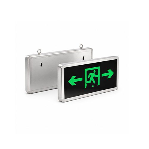 Single Side Green LED Emergency Exit Light with Running Man Symbol and Left and Right Directional Arrows